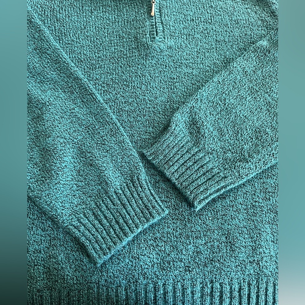 Rebecca Malone Turquoise Knit Collared Sweater Women’s Size XL - Picture 9 of 14